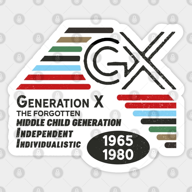 Generation X middle child generation 1965 1980 Sticker by Nostalgia Avenue